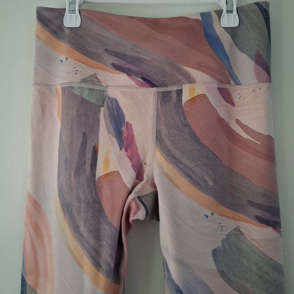Athleta Elation 7/8 Tight Leggings Vibrance Orchard Pink Watercolor Print  M